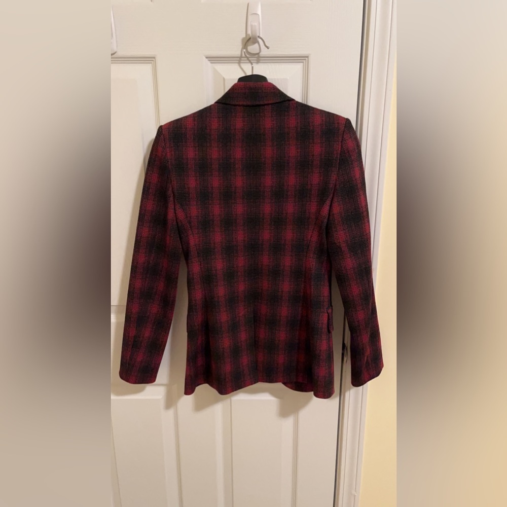 Red and black plaid checked Pinko blazer size 2 - Picture 3 of 5